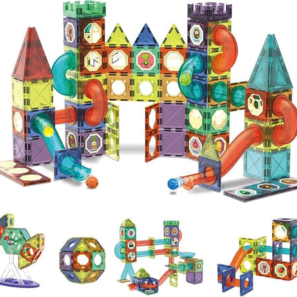 Contixo STEM Building Toys - 110 pcs Marble 3D Magnetic Run Tiles Learning Stacking Educational Building Blocks Set, Creativity Beyond Imagination, Inspirational, Recreational Toy for Kids