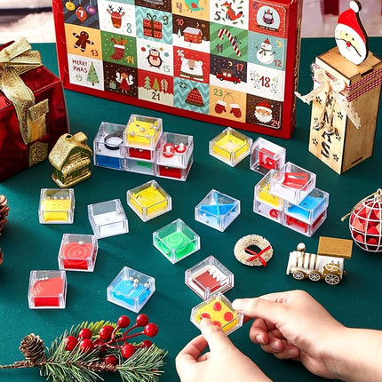 Sumind 24 Mini Maze Cube Puzzle Box Set, Balance Iq Maze Game 1.5 Inch 3D Brain Teaser Ball Ideal Prizes Gifts Puzzles Party Favor Games for Mind Challenge Gifts (Festival)