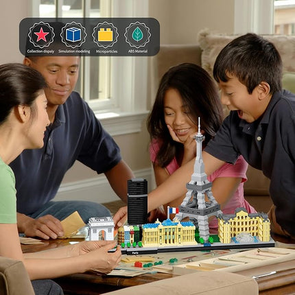 Architecture Paris Micro Building Blocks Set with Eiffel Tower and The Louvre Skyline Series Adult and Assembly World Famous Landmarks Construction Present Kit 3680 pcs