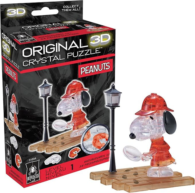 BePuzzled | Peanuts Snoopy Detective Original 3D Crystal Puzzle, Ages 12 and Up, 2.75 x 1.5 x 3.5 inches