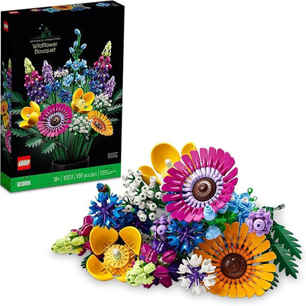 LEGO Botanicals Artificial Wildflower Bouquet - Fake Indoor Flowers Building Set for Home, Kitchen, Desk Decoration, Adults Ages 18+ - Gift for Birthdays - 10313