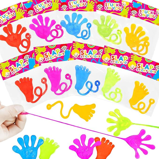 Party Favors Goodie Bag Stuffer Fillers for Kids (30 PCS), Valentines Large Sticky Hands & Feet for Birthday Pinata, Mardi Gras Classroom Students Treat Prize Supplies Toy Gift for Toddlers Boys Girls