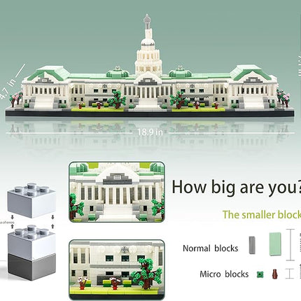 Micro Mini Blocks United States Capitol Building Architecture Model Famous Landmark Collection Set, Toys Presents for Adult and Kid Age of 14+ 3630 PCS
