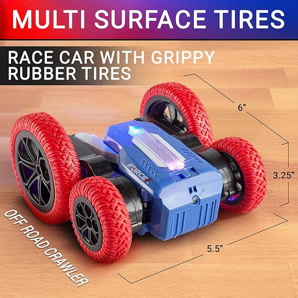 Force1 Tornado+ Remote Control Car for Kids- Double Sided Fast RC Cars with LED Interactive Display, 4WD Off-Road Stunt Car 360 Flips, All Terrain Tires, RC Crawler Rechargeable Battery, 2.4GHz Remote