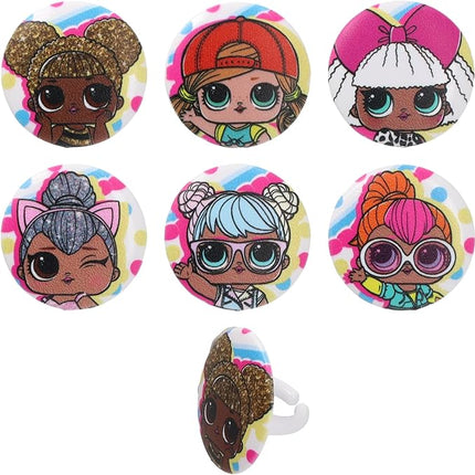 DecoPac L.O.L. Surprise! Rings, 24 L.O.L. Surprise Funseeker Cupcake Decorations Featuring 6 Different Dolls - 24 Pack