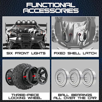 1:14 Scale All Terrain RC Cars for Adults & Boys (HS14323), Max Fast 40+ KPH, 4WD Off-Road RC Truck for Snow & Sand & Mud, 4X4 Waterproof Remote Control Car with 2 Rechargeable Batteries