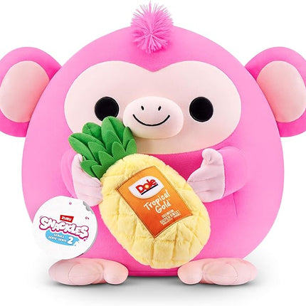 Snackles Series 2 8-inch by ZURU Cuddly Squishy Comfort 8-inch Plush with Licensed Snack Brand Accessory (Monkey&Dole Pinapple)