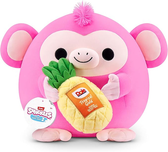 Snackles Series 2 8-inch by ZURU Cuddly Squishy Comfort 8-inch Plush with Licensed Snack Brand Accessory (Monkey&Dole Pinapple)