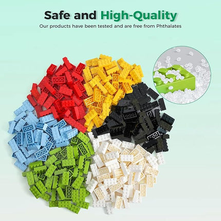 2x4 Bricks Bulk 500 Piece Classic Building Bricks and 1 Gray Baseplate, 2x4 Blocks Bulk Creative Building Toys, Blocks Bulk for Kids Ages 6+, 6 Colors(Samll Bricks, 1.25x0.62x0.47 in)