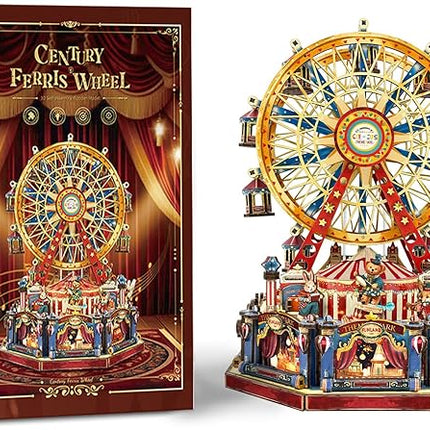 DIY Miniature House Kit, Book Nook Mini House Bookshelf Decor 3D Wooden Puzzle for Adults, Birthday Gift for Family, Friends - Century Ferris Wheel