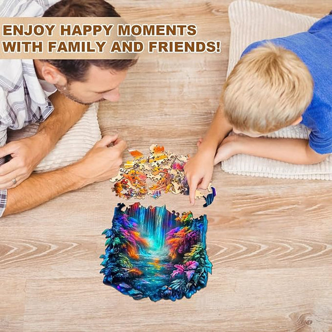 Wooden Puzzles for Adults, Wooden Jigsaw Puzzles for Adults Kids, Enchanted Flame Unique Shaped Wood Puzzles Adult, Creative Gifts for Friends Family Game, Home Decor(11.4 * 7.8in 155pcs)