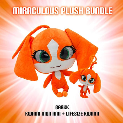 Miraculous Ladybug - Kwami Plush Kit, Mon Ami, 9-Inch Plush with Resin Eyes and Lifesize 5-Inch Stuffed Toy with Matching Backpack Keychain, Toys for Kids - Barkk