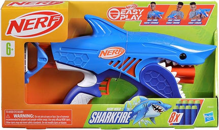 NERF Junior Wild Sharkfire, Easy Play Dart Blaster, 8 Nerf Elite Darts, Nerf Blaster Shark Toys for 6 Year Old Boys & Girls & Up, Outdoor Toys