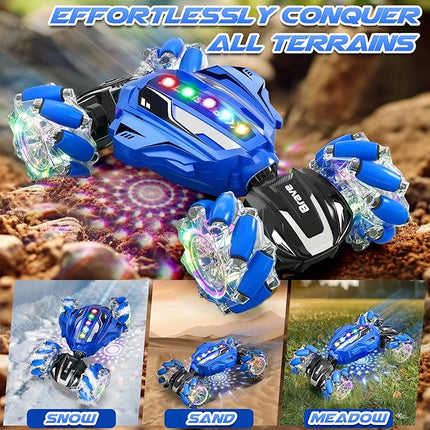 Remote Control Car Toys for Kids, Gesture Sensing Stunt Car, RC Cars for Boys Age 8-12, 2.4Ghz Hand Controlled Twist Cars, Ideal Birthday for Kids Age 6 7 8 9 10+(Navy Blue)