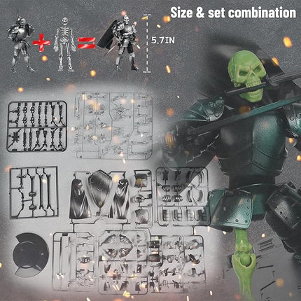 Mystic Red Skeleton Knight Action Figure Toy, Multi-Jointed Movable Dummy Medieval T13 Articulated Robot Figure, Fantasy Warrior Undead Skeleton Death Knights Display Model (Assembly Required)