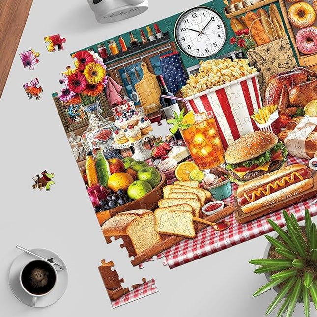 Food Feast Jigsaw Puzzles, Puzzles for Adults 1000 Pieces, Lumière's Banquet Impossible Challenging Puzzles Game, Home Decoration Puzzle, Interlock Perfectly No Dust
