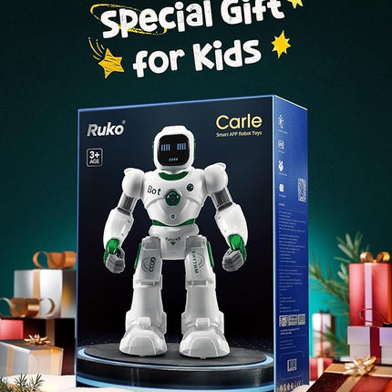 Ruko 1088 Large Robot Toys for Boys, STEM Programmable Remote Control Robot, Electronics Educational Birthday for Kids 4 5 6 7 8 Year Old, Green