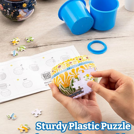 PieceRelax 3D Puzzle Planter 80 Pieces - Summer Blossoms, Home Decor Flower Pots for Indoor Cactus, Succulents Pots [K1126]