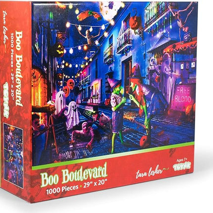 Boo Boulevard Halloween Puzzle by Tara Lesher | 1000 Piece Jigsaw Puzzle for Adults and Kids | Interactive Brain Teaser for Family Game Night | 29 x 20 Inches