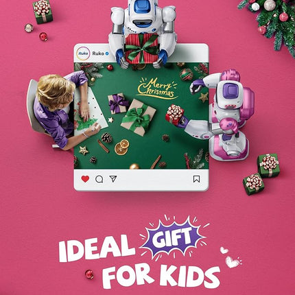 Ruko 1088 Smart Robot Toys for Kids, Large STEM Programmable Interactive RC Robot with Voice Control, App Control, Gifts for Boys & Girls Age 4 5 6 7 8 9, Pink