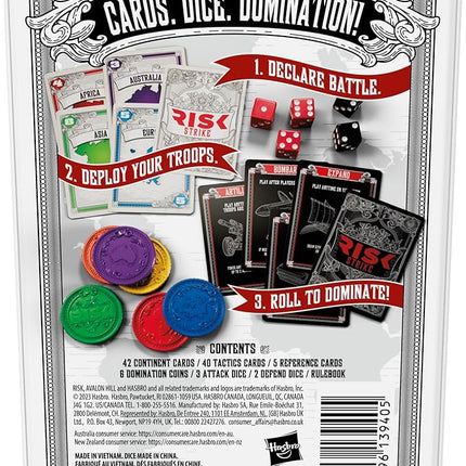 Hasbro Gaming Risk Strike Cards and Dice Game for Adults, Teens, and Kids, Quick-Playing Strategy Game, 2-5 Players, 20 Min. Average, Fun Summer Activities, Vacation Travel Essentials, Ages 10+