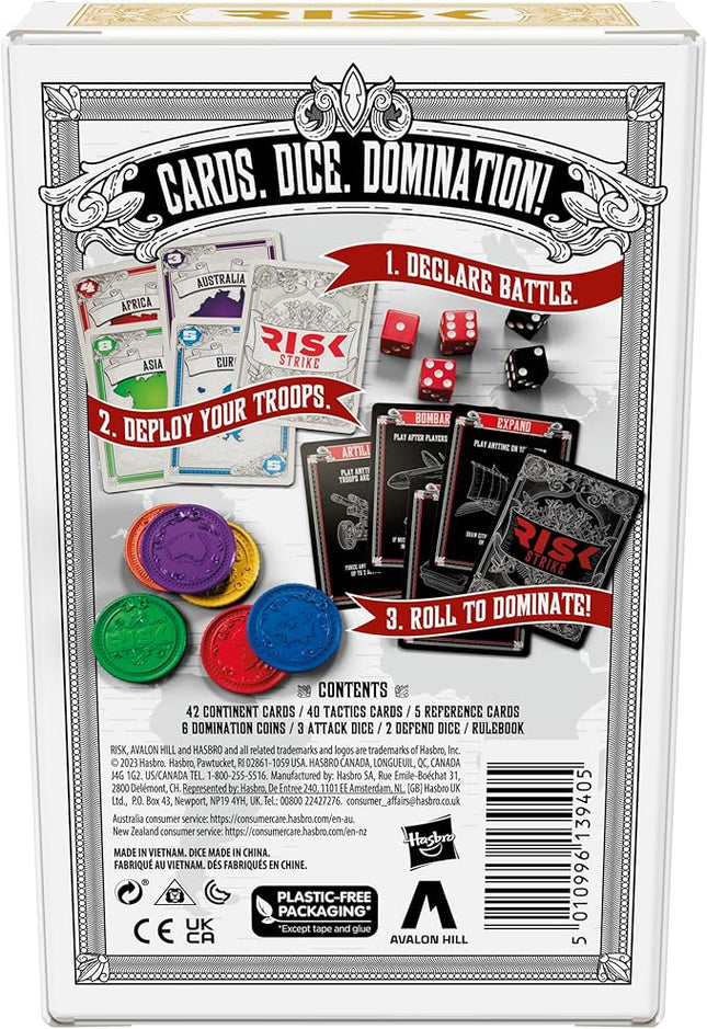 Hasbro Gaming Risk Strike Cards and Dice Game for Adults, Teens, and Kids, Quick-Playing Strategy Game, 2-5 Players, 20 Min. Average, Fun Summer Activities, Vacation Travel Essentials, Ages 10+