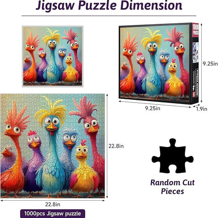 1000pcs Large Adorable Turkey Jigsaw Puzzle - Challenging Jigsaw Puzzle for Relaxation, DIY Brain Teaser for Adults, Family Interactive Game, Bright Colors Turkey Puzzles