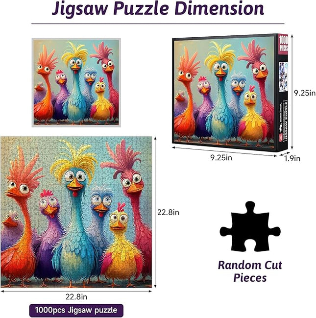 1000pcs Large Adorable Turkey Jigsaw Puzzle - Challenging Jigsaw Puzzle for Relaxation, DIY Brain Teaser for Adults, Family Interactive Game, Bright Colors Turkey Puzzles