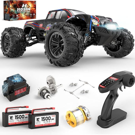 Hosim 1/10 RC Cars for Adults 62+KMH, Brushless Remote Control Car Fast, 2S Bettery RC Monster Trucks 4X4 Waterproof Off Road