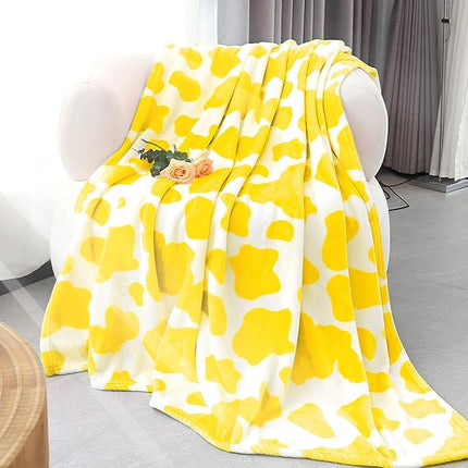 Yellow Fleece Blanket Twin Size Lightweight Fuzzy Soft Throw 60x80 Inch Light Yellow Twin Blanket for Couch Bed Sofa Camping Traveling