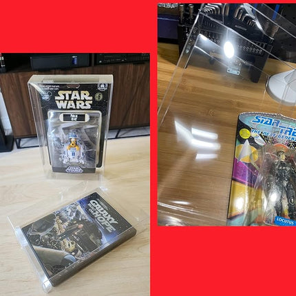 EVORETRO Action Figure Protective Display Case for 3.75 inches Star Wars, Marvel Legends & GI Joe Carded Toy Figurine - 10 Pack - Clear Thick PET Plastic Case Protector - Shallow, 30MM
