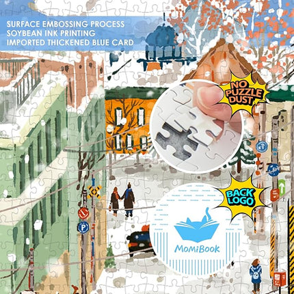 MOMIBOOK Puzzles for Adults 2000s Piece Jigsaw Puzzles of Otaru's Love Letter, Painting Image Winter Snow Twon Difficult Challenging Hard Impossible Puzzle Unique Funny Christmas Birthday Gifts