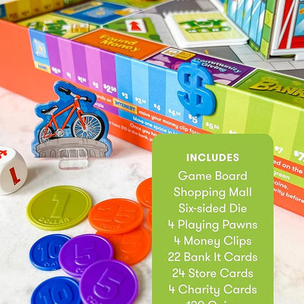 SimplyFun BankIt! - Money Game for Kids - Learn to Save, Spend, Donate, Earn Bank Interest and More - Game for Kids Ages 8 and Up, 1 to 4 Players