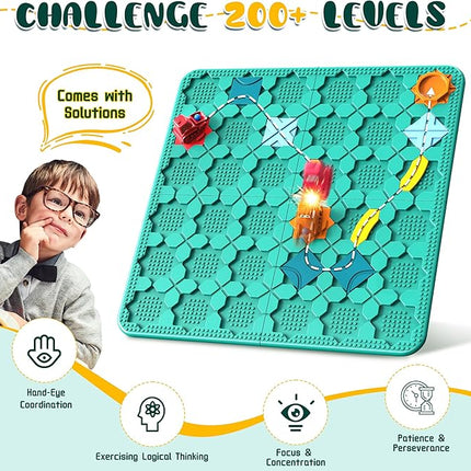 STEM Logic Road Builder Toys: Board Games Toys for 5 Year Old Kids Montessori Brain Teaser Puzzles Educational Learning Activities Toy for Kid Ages 3 4 6-8 12 Boys Girls Gifts (Blue, 50PCS)
