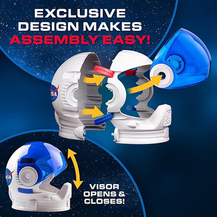 Blue Marble NASA Astronaut Helmet Halloween Costume Accessory – Wearable Space Helmet for Astronaut Costume for Kids, Sticker Sheet, Halloween Accessory for Boys and Girls, Dress Up and Pretend Play