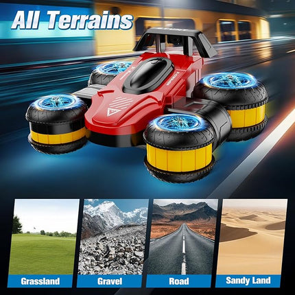 High Speed Drift Remote Control Stunt Deformation Car, Birthday Gifts, for Boys and Girls 3-16 Years Old (Chinese Red)