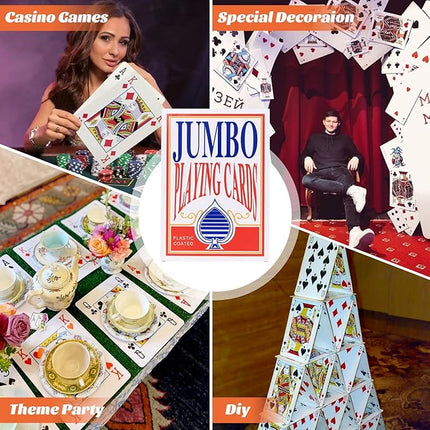 SeptCity Jumbo Playing Cards, Super Big Giant Game Theme Full Deck Huge Poker Oversize Decorations of Magic Party (1 Pack) (16 Times)
