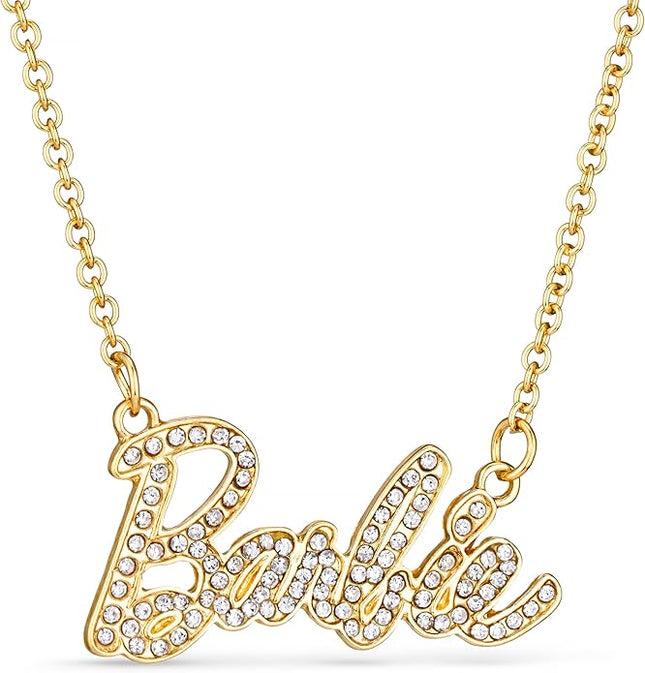 Barbie Crystal Script Logo Necklace