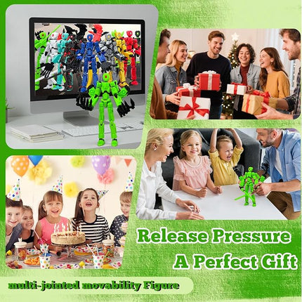 5.5Inch T13 Action Figure Assembly Completed, T13 3D Printed Action Figure Multi-Jointed Movable Robot Set,Collectors Desktop Decorations for Game Lovers Toys (Green)