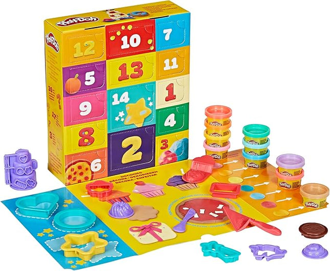 Play-Doh Advent Calendar for Kids 3+, 14 Days to Birthday, Vacation, Party, Back to School, & More, Surprise Arts & Crafts Activities, 26 Accessories & 17 Colors (Amazon Exclusive)