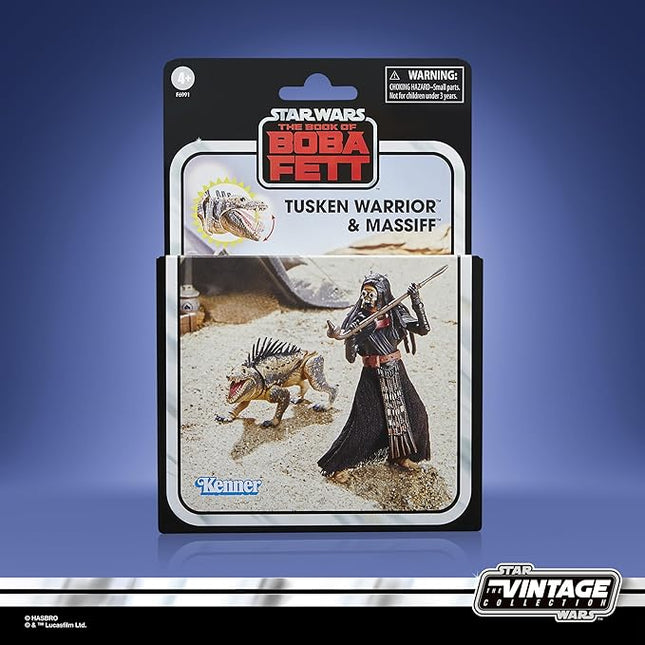 Star Wars The Vintage Collection, Tusken Warrior & Massiff, Pack of 2 9.5 cm Figures, The Book of Boba Fett