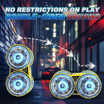 Waterproof Remote Control Car，4WD Land & Water 2.4 GHz RC Car Remote Control Boat，360°Rotation RC Stunt with LED Lights，Boys Girls Gifts All Terrain Water Beach Pool Toy Yellow