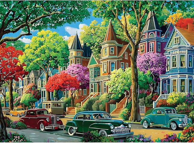 500 Piece Puzzles for Adult, Urban Street Scene Puzzle 500 Pieces for Adults Kids Senior, Retro Style Adult Puzzles, Challenging Family Puzzle Colorful Activity Game Gift for Friend 20.5 X 15 Inches