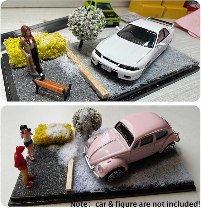 1/64 Scale Street Diorama Display Case- Clear Storage Case with Realistic Urban Road Scene for Hot Wheels, Matchbox & 1:64 Model Cars- Diecast Toy Garage -Winter