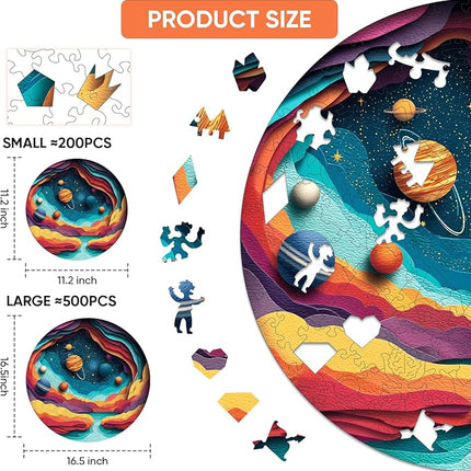 Galaxy Jigsaw Puzzle 500 Pieces - Orange Space Planet Puzzles for Adults, Stress Relief Brain Teaser Classroom Game, Creative Astronomy Gift for Teens, 16.5x16.5 in
