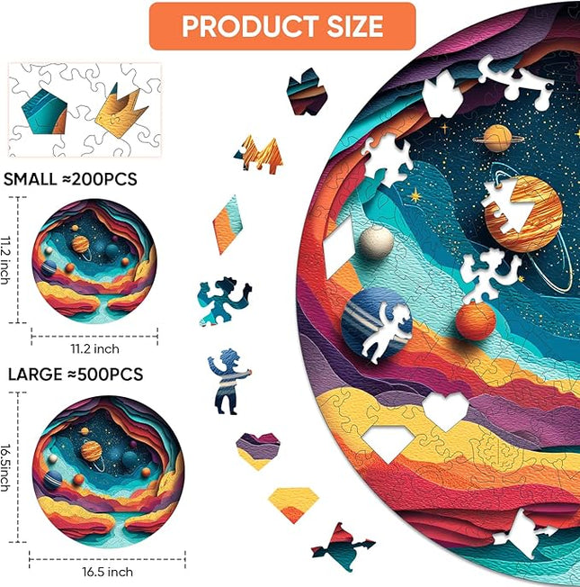 Galaxy Jigsaw Puzzle 500 Pieces - Orange Space Planet Puzzles for Adults, Stress Relief Brain Teaser Classroom Game, Creative Astronomy Gift for Teens, 16.5x16.5 in