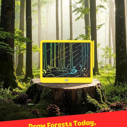 TEKFUN LCD Writing Tablet Doodle Board, 12inch Colorful Drawing Tablet Writing Pad, Kids Travel Essentials, Toddler Toys 6 7 8 Year Old Girls Boys (Yellow)