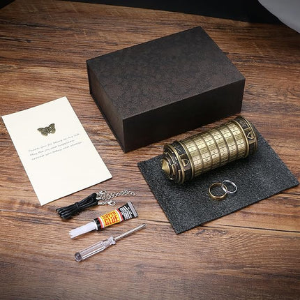 Cryptex Da Vinci Code Money Puzzle Box with Hidden Compartments Valentine's Day Gifts for Girlfriend Gifts for Men (Copper)