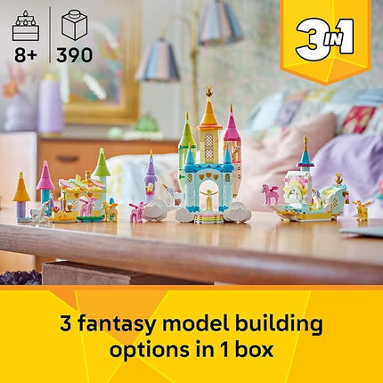 LEGO Creator 3 in 1 Unicorn Castle Building Toy for Kids - Unicorn Toy Trio for Girls & Boys, Ages 8+ - Build 3 Pretend Play Toys with 1 Set of Building Blocks - Gift Idea for Birthdays - 31175