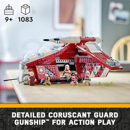 LEGO Star Wars: The Clone Wars Coruscant Guard Gunship 75354 Buildable Star Wars Toy for 9 Year Olds, Gift Idea for Fans Including Chancellor Palpatine, Padme and 3 Clone Trooper Minifigures